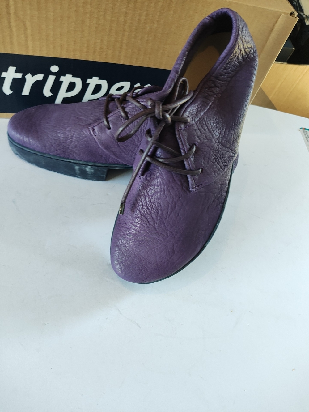 Trippen Purple Lace-Up Women's Leather Sneakers 36